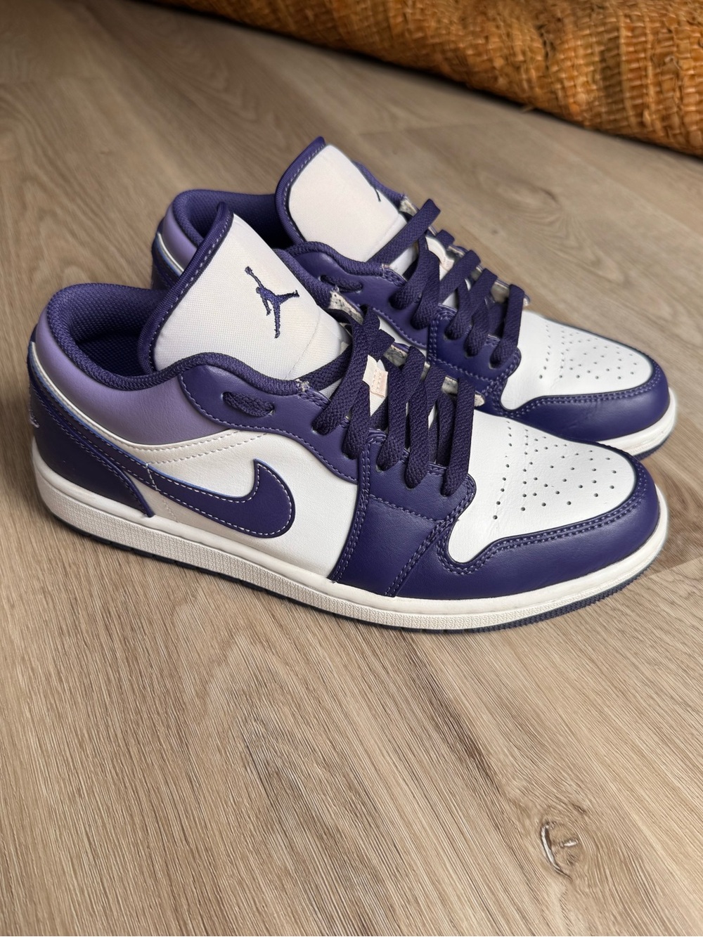Jordan 1 Low Top Sneakers - White & Purple